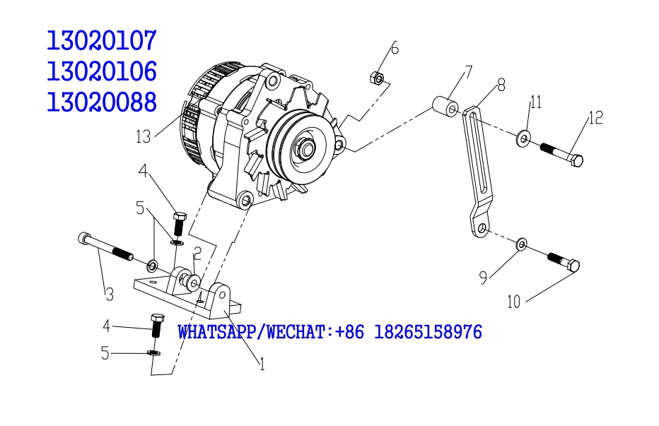 43 WEICHAI TD226B DIESEL ENGINE ALTERNATOR AND BRAKET ASSEMBLY 13020107 13020106 13020088