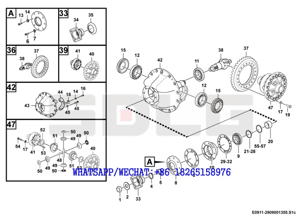 46 SDLG LG933 WHEEL LOADER WITH YUCHAI ENGINE Rear final drive assembly E0911-2909001355