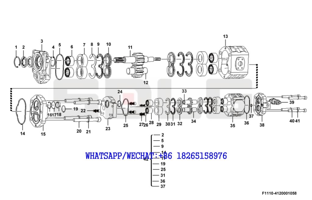 47 SDLG LG936 WHEEL LOADER (370142) Working hydraulic pump assembly F1110-4120001058