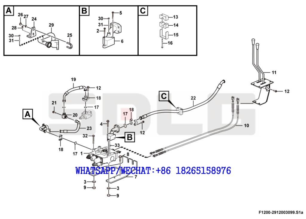 49 SDLG LG933 WHEEL LOADER WITH YUCHAI ENGINE Hydraulic control F1200-2912003099