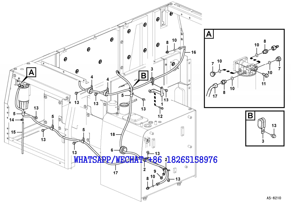 5 SDLG LG6225E HYDRAULIC EXCAVATOR Fuel pipe-Fuel tank A5-6210