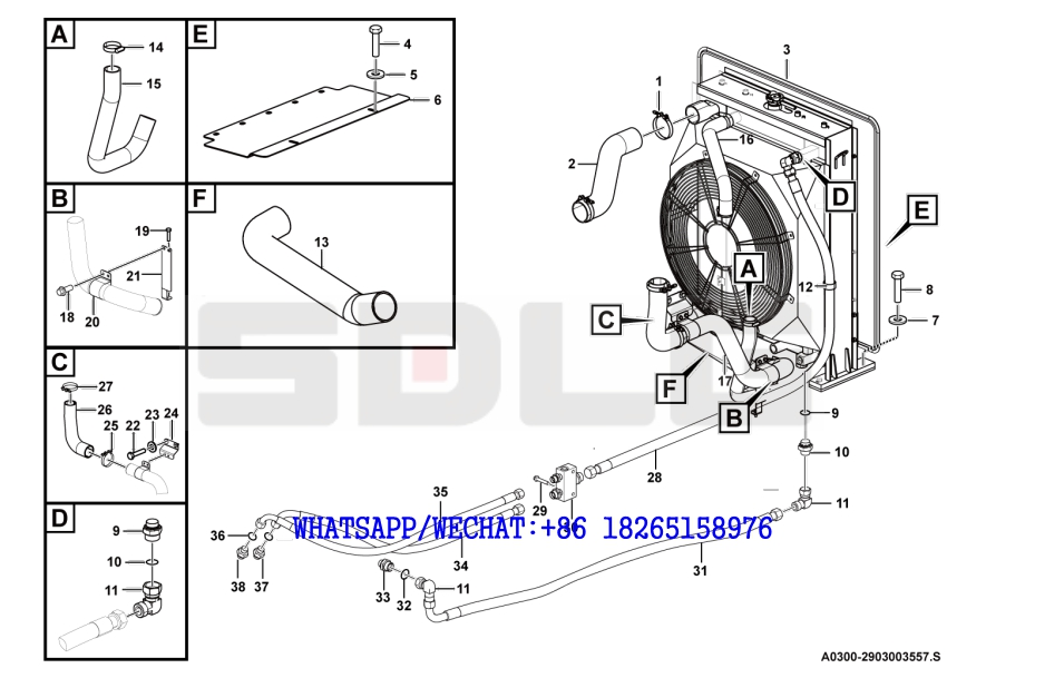 5 SDLG LG933 WHEEL LOADER WITH YUCHAI ENGINE Radiator A0300-2903003557