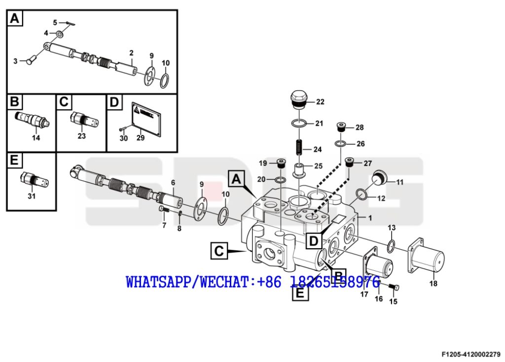 51 SDLG LG933 WHEEL LOADER WITH YUCHAI ENGINE 370142) Control valve assembly F1205-4120002279