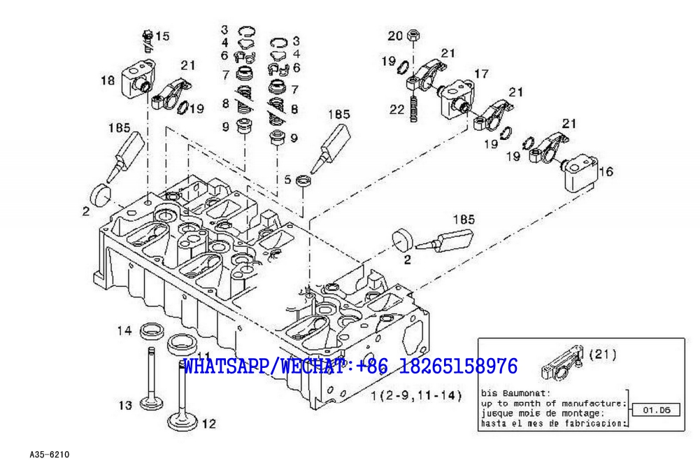 53 SDLG LG6225E HYDRAULIC EXCAVATOR Cylinder head assembly A35-6210