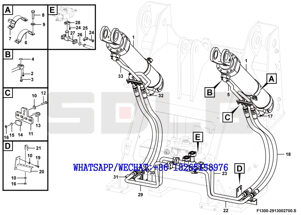 54 SDLG LG933 WHEEL LOADER WITH YUCHAI ENGINE Lifting cylinder system F1300-2913002700