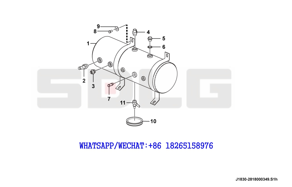 54 SDLG RS8140 ROAD ROLLER Air pressure tank J1830-2818000349