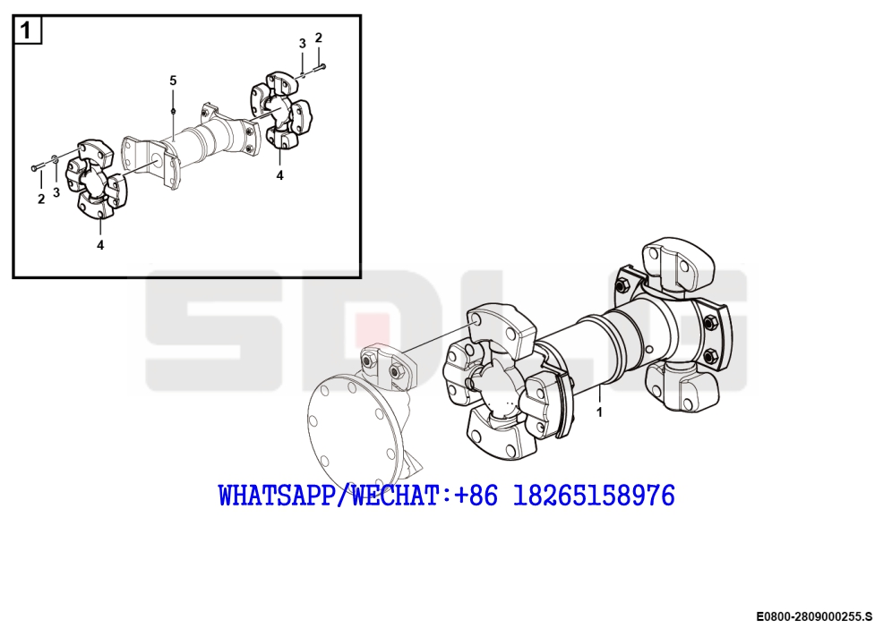 57 SDLG G9190 MOTOR GRADER Propeller shaft assembly E0800-2809000255