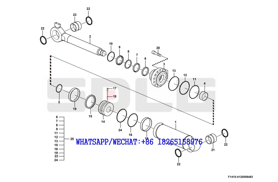 57 SDLG LG933 WHEEL LOADER WITH YUCHAI ENGINE (3713CH) Tilt cylinder F1410-4120008483