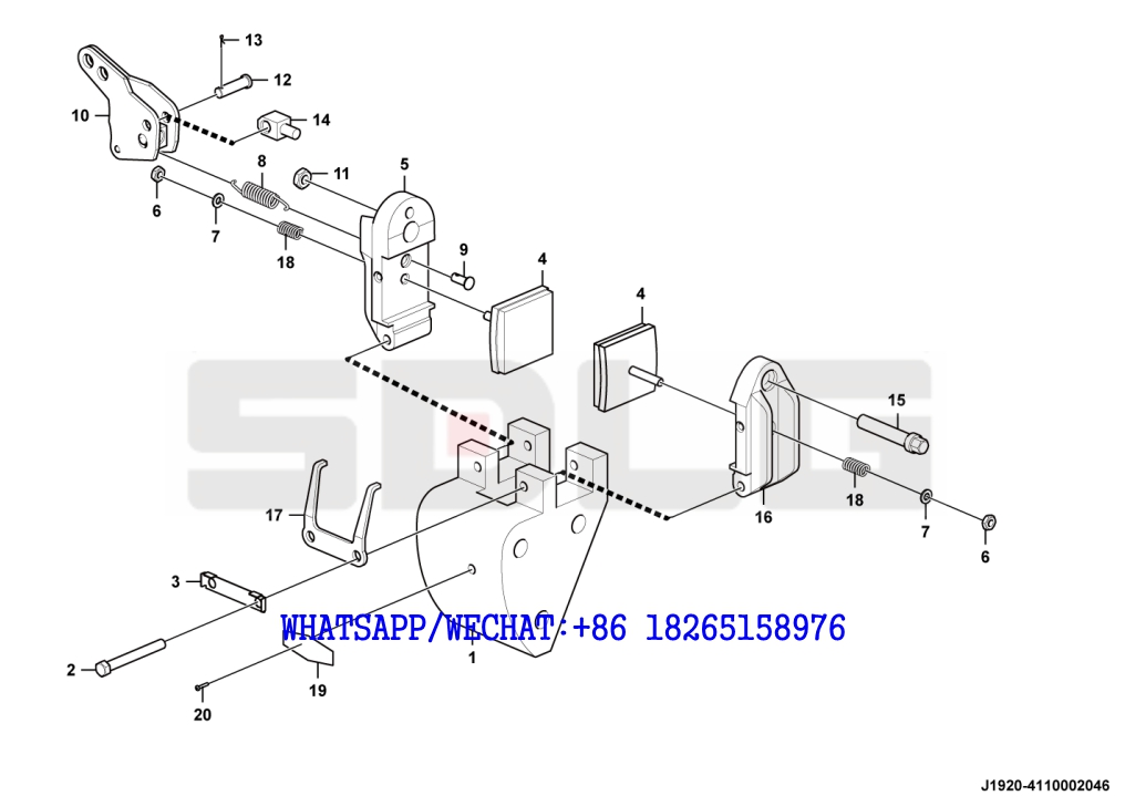 57 SDLG RS8140 ROAD ROLLER Brake system parking brake hand-op. J1920-4110002046