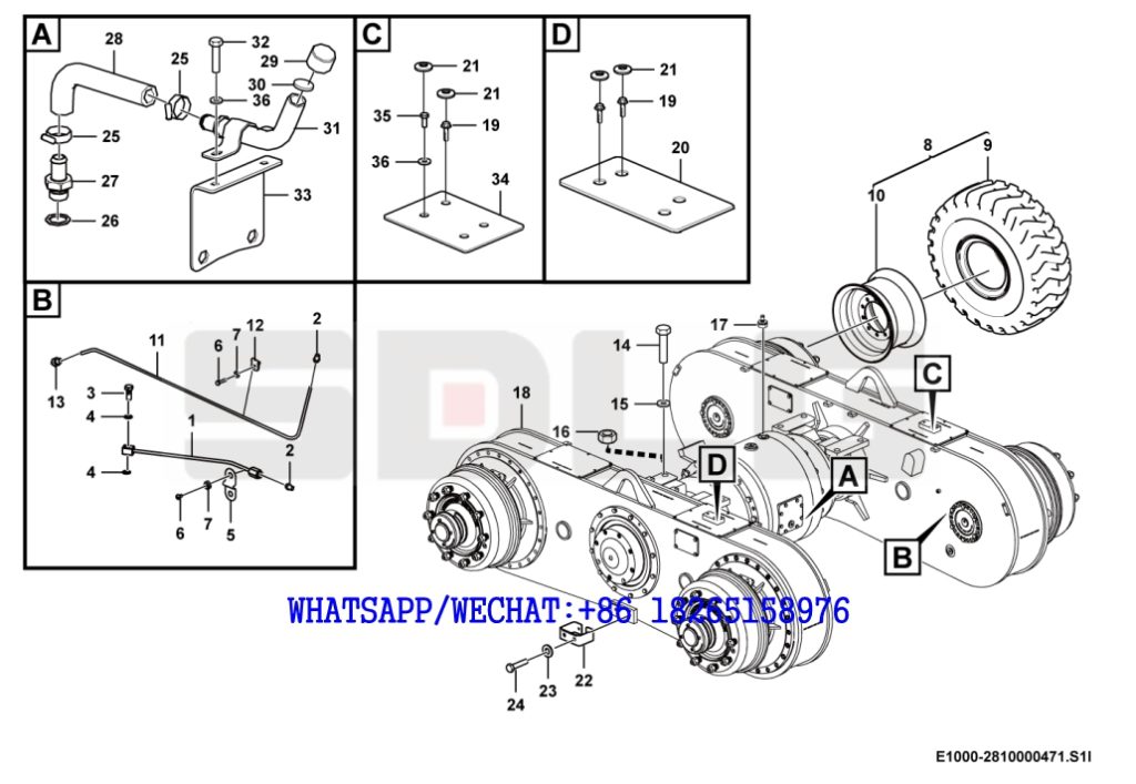 58 SDLG G9190 MOTOR GRADER Rear axle assembly E1000-2810000471