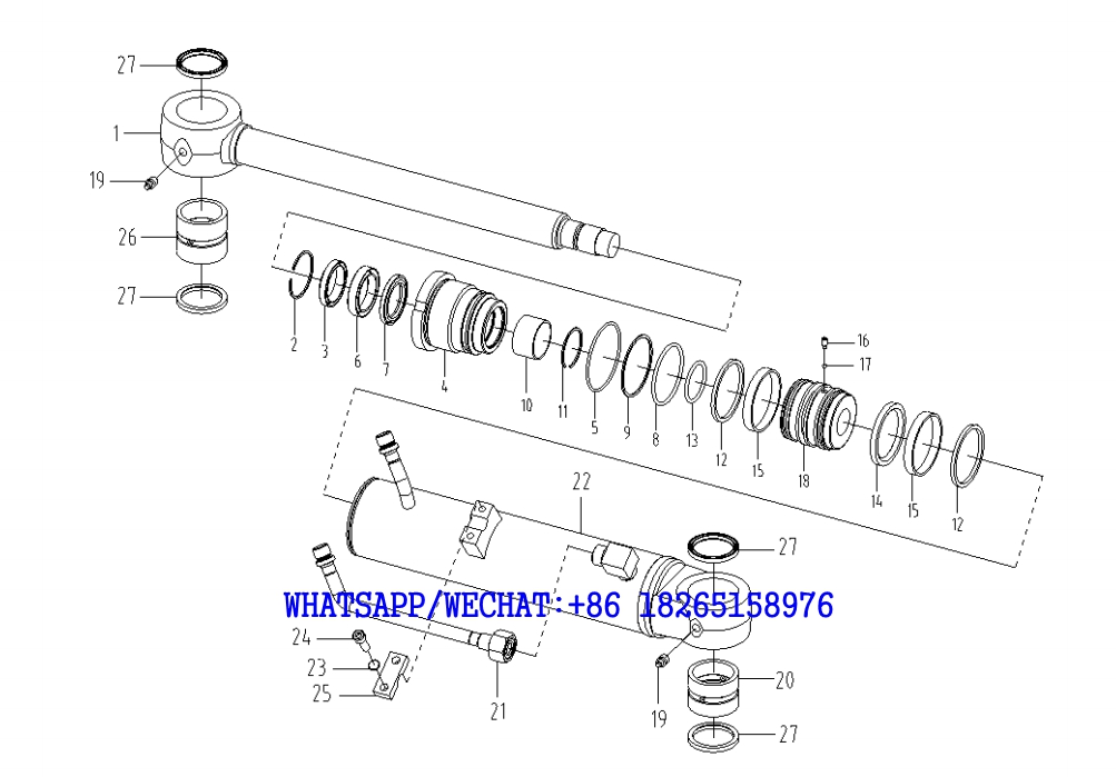 59 SDLG B877 BACKHOE LOADER PARTS CATALOG (3713CH) Left 4-in-1 cylinder F18-4120005016