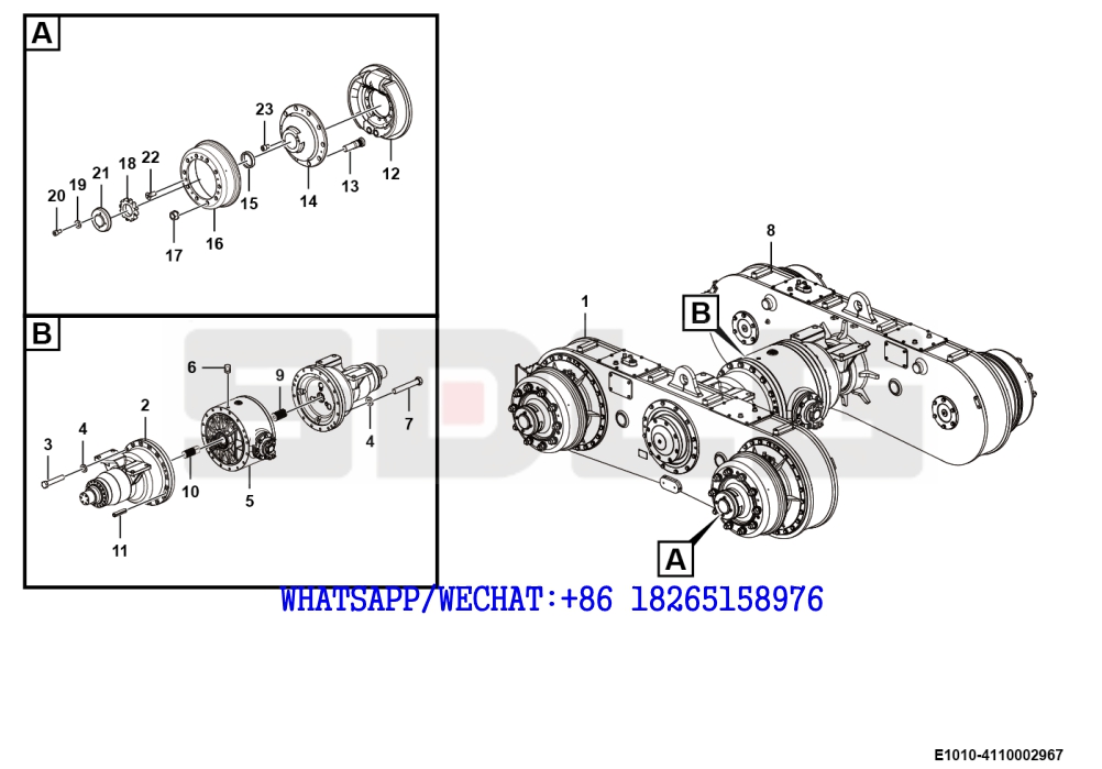 59 SDLG G9190 MOTOR GRADER (320307) Enhanced rear drive axle assembly E1010-4110002967