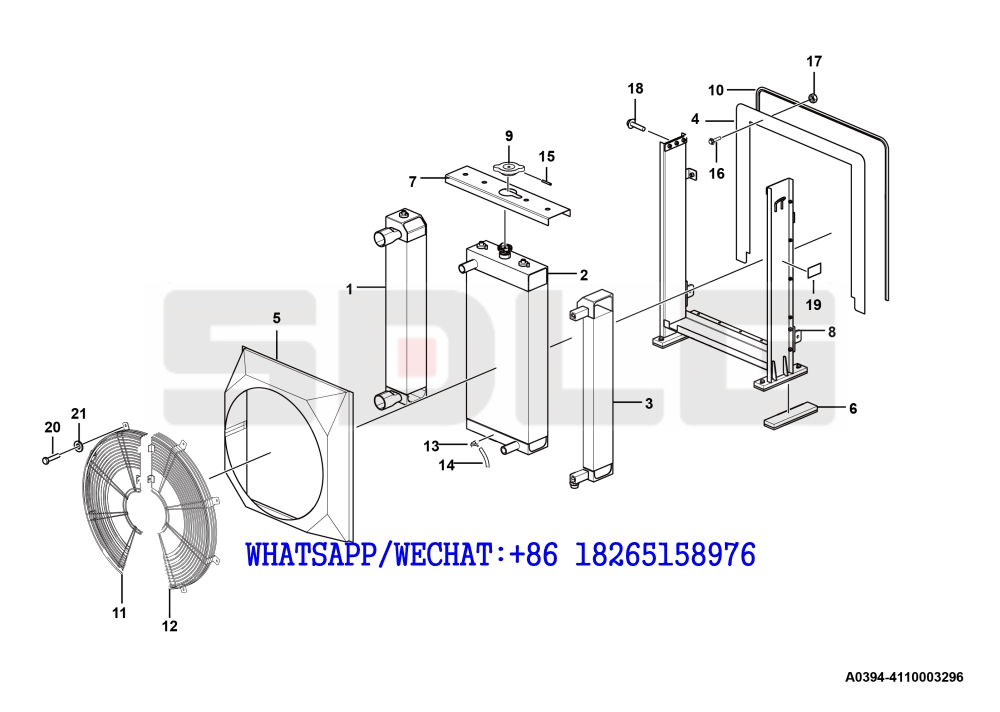 6 SDLG LG936 WHEEL LOADER L936-3C(320204) Radiator assembly A0394-4110003296