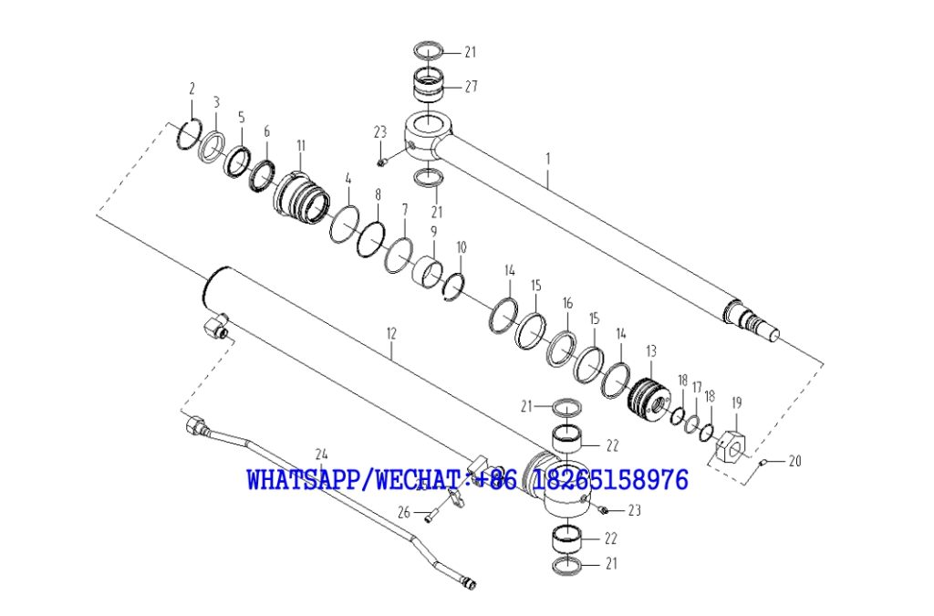 62 SDLG B877 BACKHOE LOADER PARTS CATALOG (3713CH) Left boom cylinder F21-4120005020