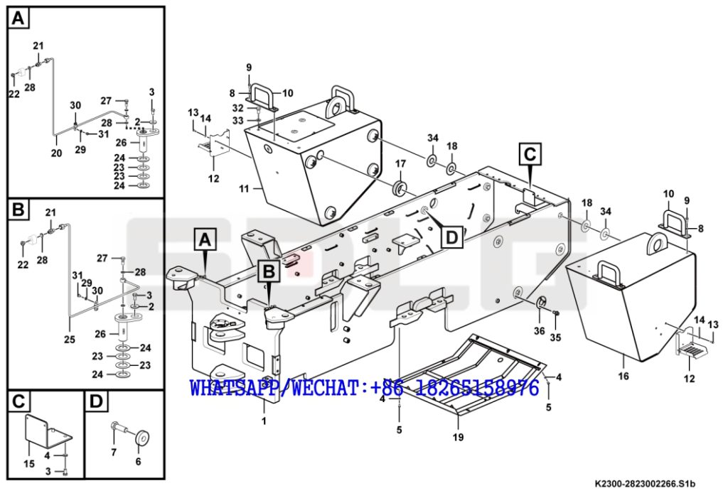 63 SDLG RS8140 ROAD ROLLER Rear frame K2300-2823002266