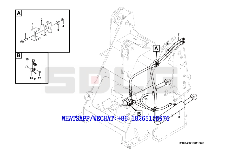 64 SDLG LG933 WHEEL LOADER WITH YUCHAI ENGINE Steering cylinder system I2100-2921001136