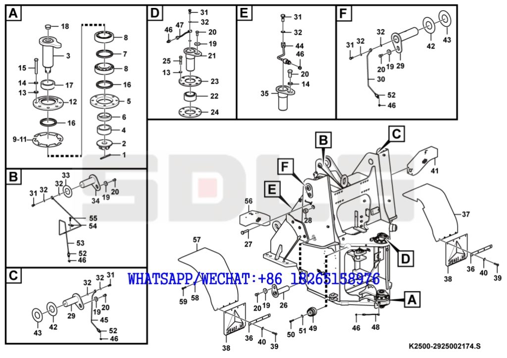 65 SDLG LG936 WHEEL LOADER Front frame system K2500-2925002174