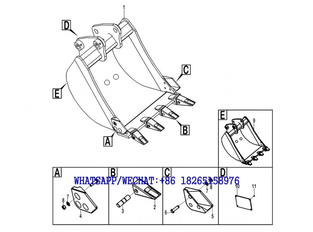 67 SDLG B877 BACKHOE LOADER PARTS CATALOG Bucket assembly H2-2618000916