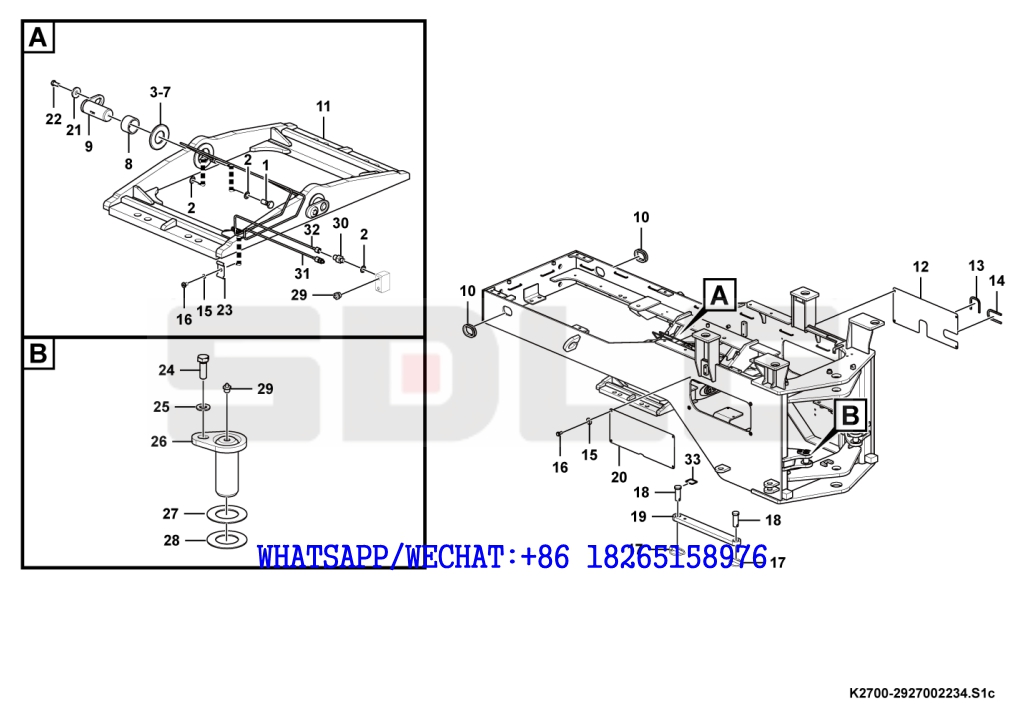 67 SDLG LG936 WHEEL LOADER Rear frame system K2700-2927002234