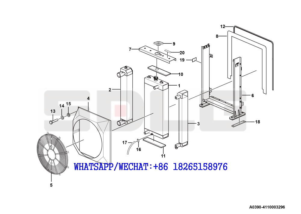 7 SDLG LG936 WHEEL LOADER L936-3C(321002) Radiator assembly A0390-4110003296