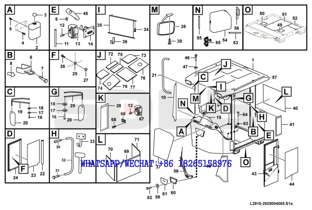 70 SDLG LG936 WHEEL LOADER Cab assembly L2910-2929004065