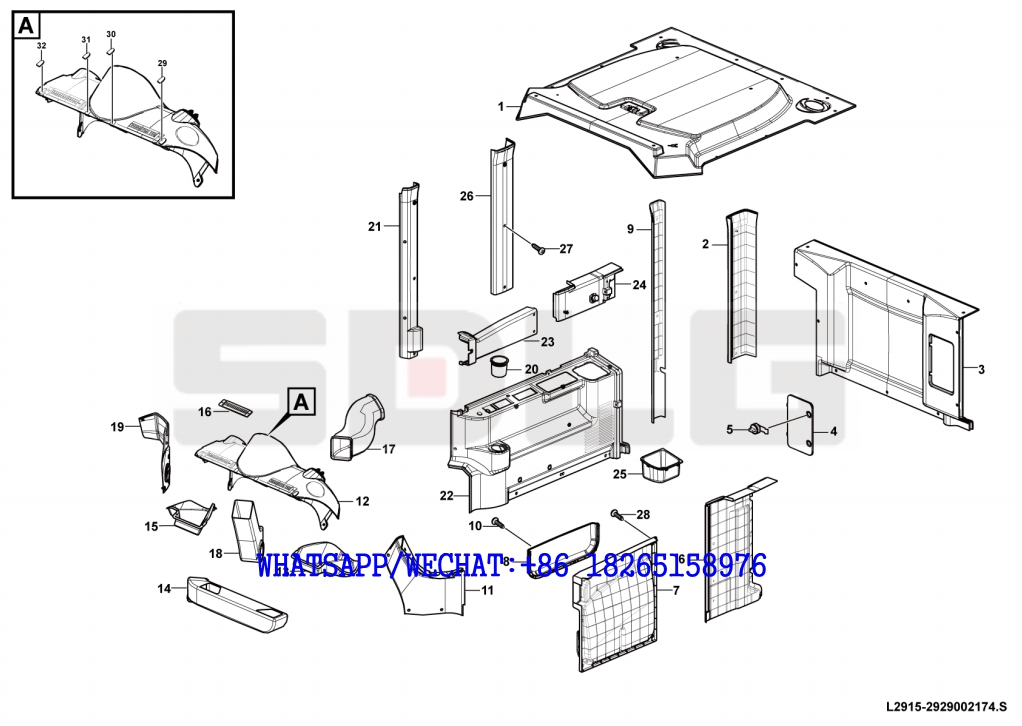 71 SDLG LG936 WHEEL LOADER Trimpanel assembly L2915-2929002174