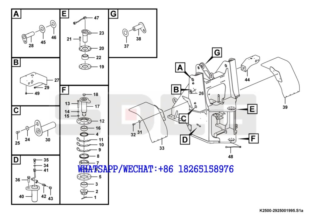 72 SDLG LG933 WHEEL LOADER WITH YUCHAI ENGINE Front frame system K2500-2925001995