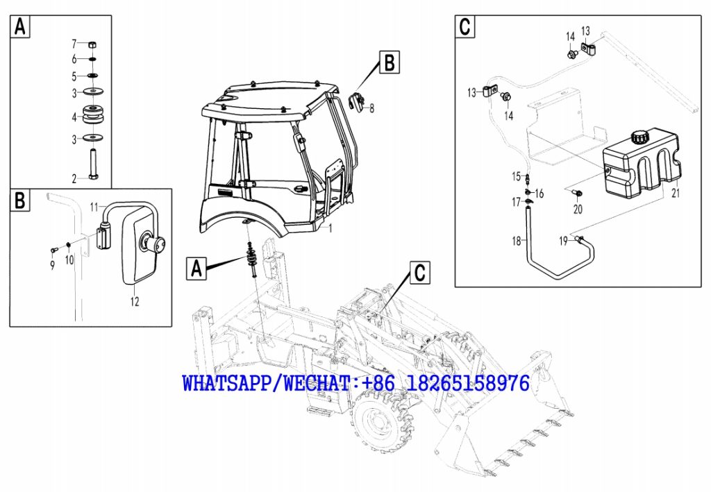 75 SDLG B877 BACKHOE LOADER PARTS CATALOG Cab assembly -1 L1-2629000604 -1