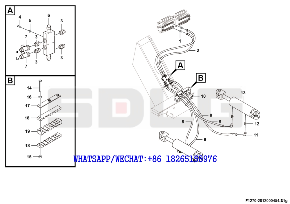 75 SDLG G9190 MOTOR GRADER Articulated steering cylinder assembly F1270-2812000454