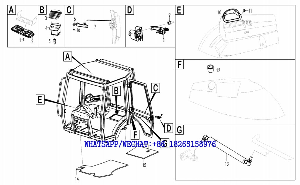 76 SDLG B877 BACKHOE LOADER PARTS CATALOG Cab assembly -2 L1-2629000604 -2