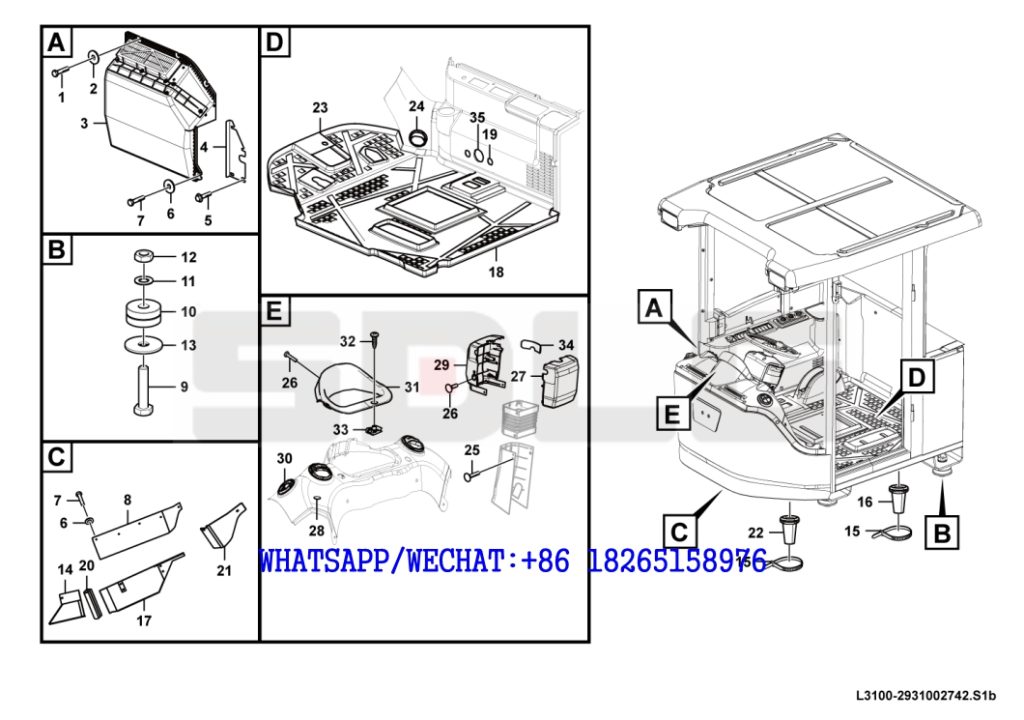 76 SDLG LG936 WHEEL LOADER Cab accessories L3100-2931002742