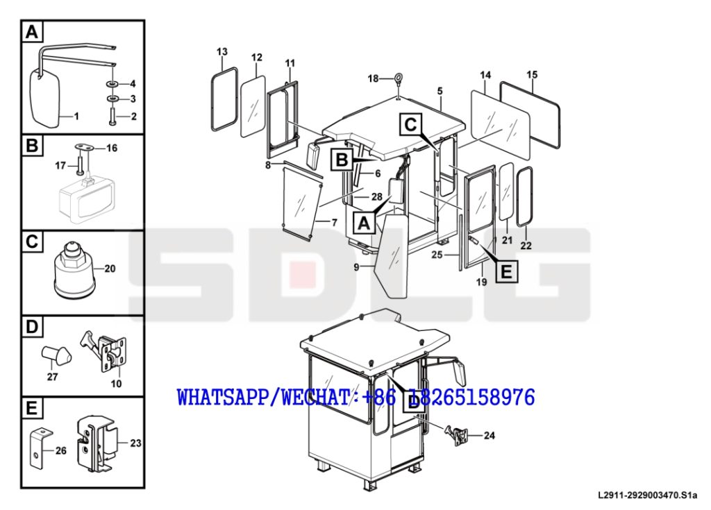 79 SDLG LG933 WHEEL LOADER WITH YUCHAI ENGINE Cab assembly -1 L2911-2929003470