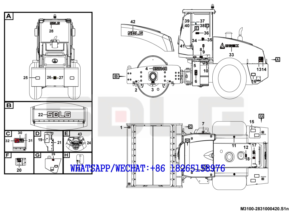 79 SDLG RS8140 ROAD ROLLER Sign and logo M3100-2831000420