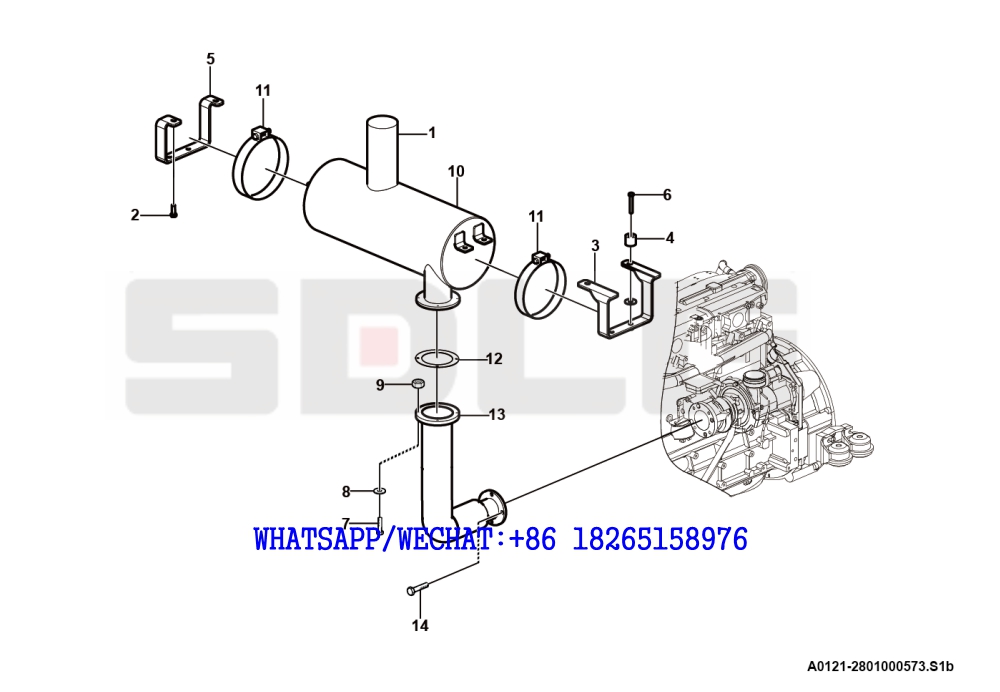 8 SDLG G9190 MOTOR GRADER Air silencer A0121-2801000573