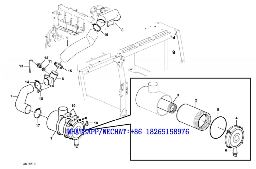 8 SDLG LG6225E HYDRAULIC EXCAVATOR Inlet system A8-6210