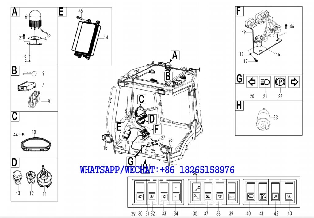 85 SDLG B877 BACKHOE LOADER PARTS CATALOG Cab electric assembly O3-2637000640