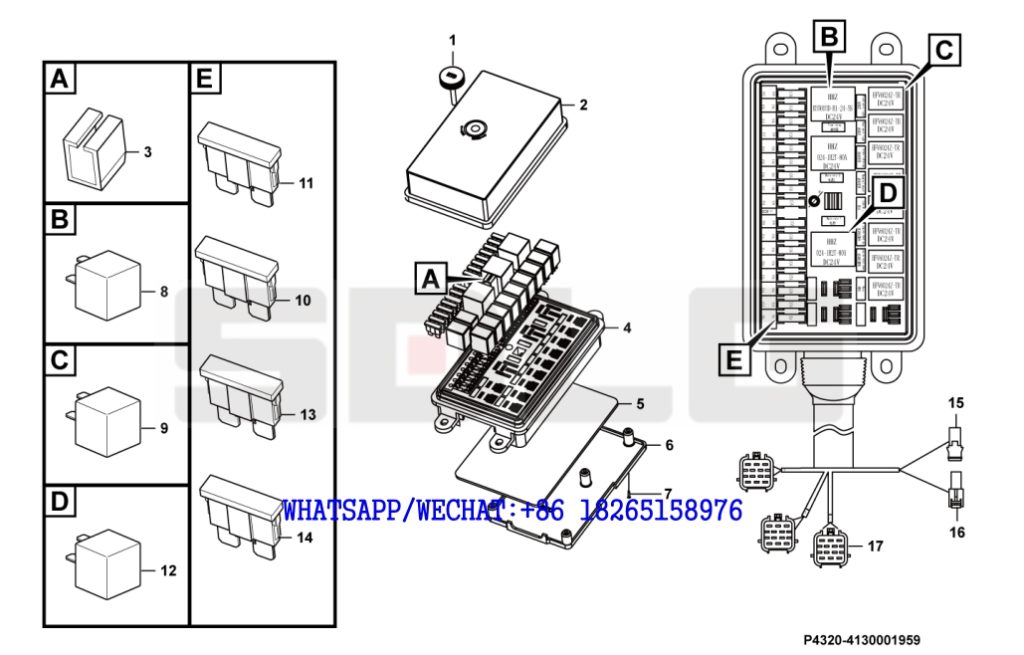 85 SDLG RS8140 ROAD ROLLER Fuse and relay unit P4320-4130001959