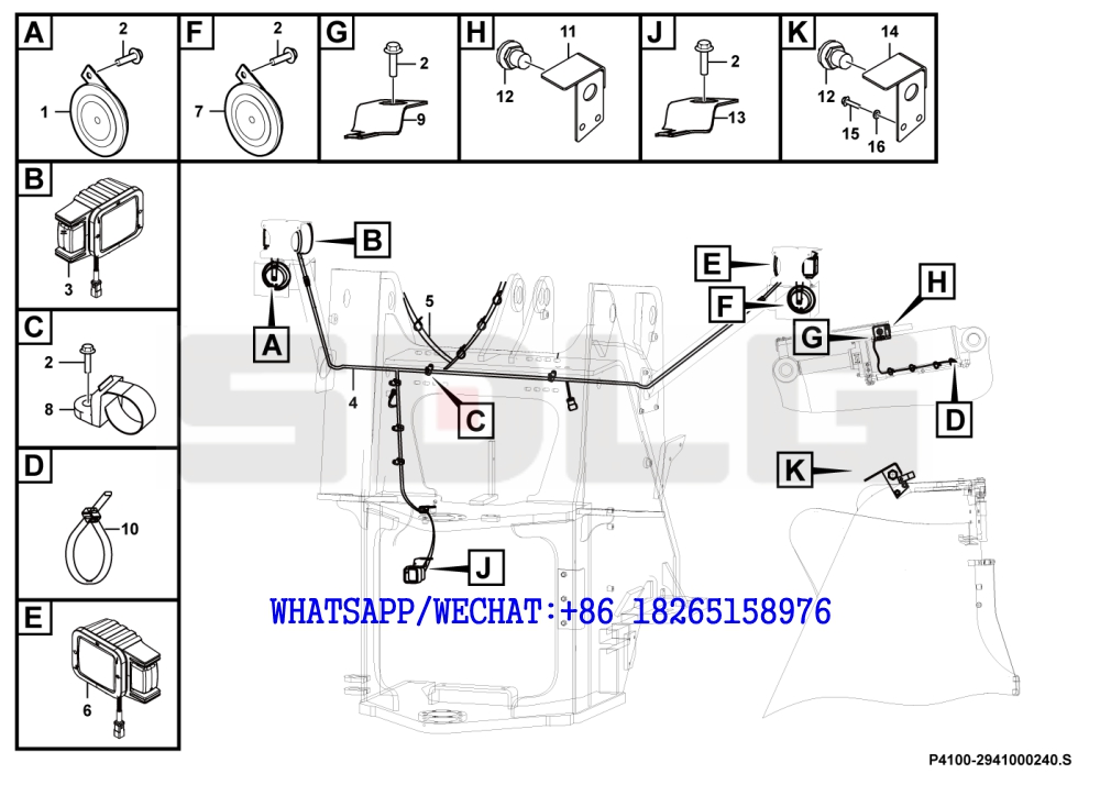 94 SDLG LG936 WHEEL LOADER Front frame electrical assembly P4100-2941000240