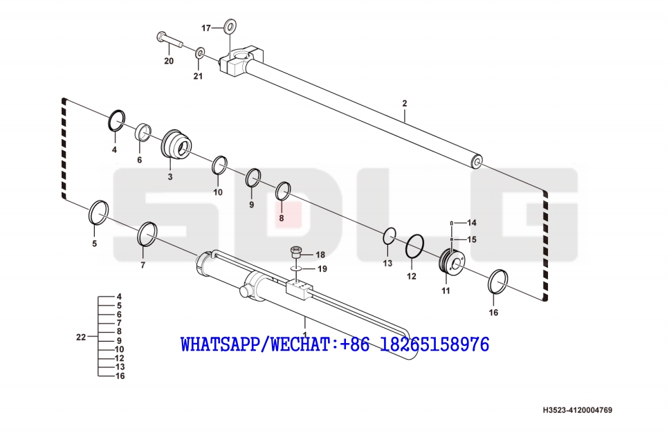 96 SDLG G9190 MOTOR GRADER (3713CH) Blade lift cylinder H3523-4120004769