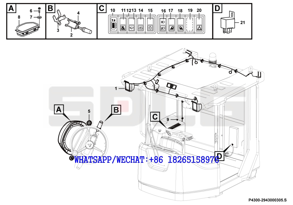 96 SDLG LG936 WHEEL LOADER Cab electric system P3400-2943000305