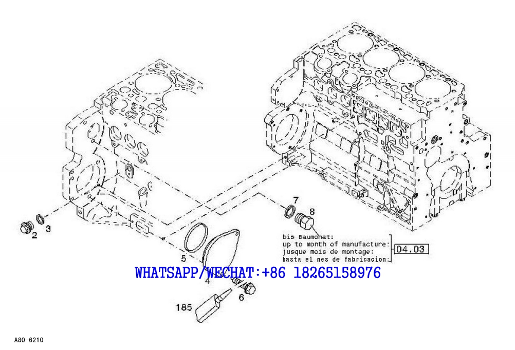 98 SDLG LG6225E HYDRAULIC EXCAVATOR Blanking cap A80-6210